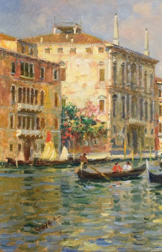 Venise, Grand Canal et pont du Rialto - Luigi Lanza (Venise 1860-1913) - Art nouveau